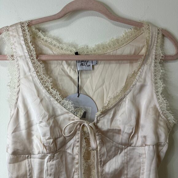 Sz 4 NWT Princess Polly Mavie Satin Champagne Tie Front Cami Top Coquette Angel - Picture 6 of 9